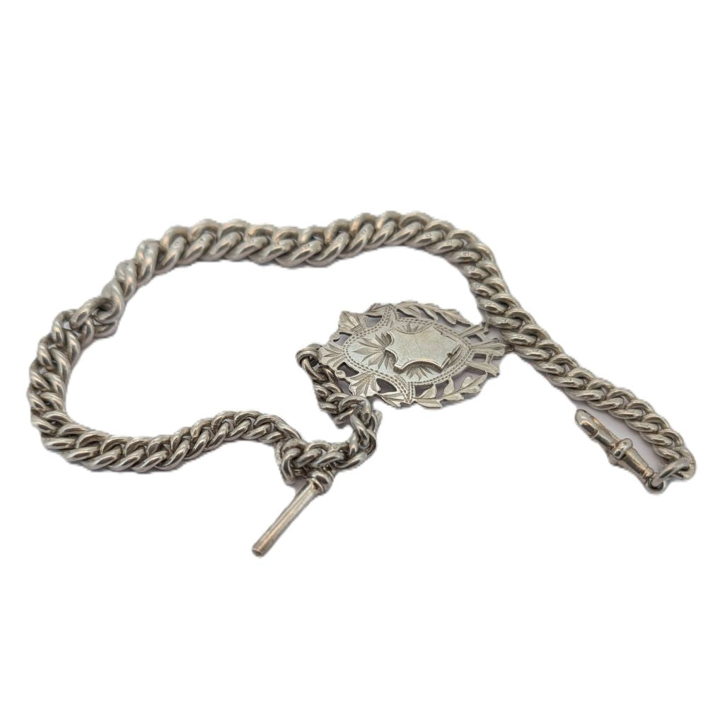 J.W.Benson Sterling Silver Half Hunter Pocket Watch with Chain from 1918