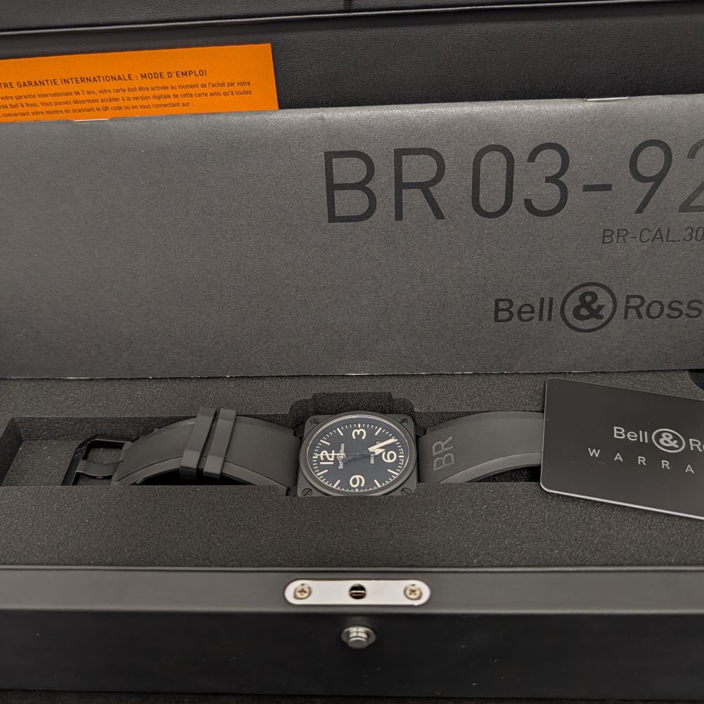 Bell & Ross BR03-92 PVD Black  Watch Full Set from 2021