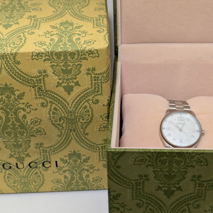Gucci G Timeless MOP and Diamond dial in Unworn Condition